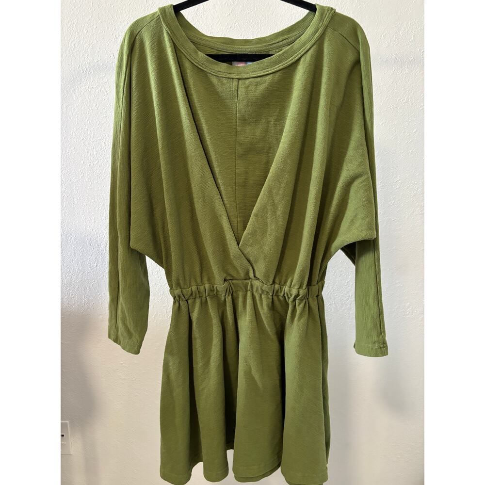 Free Peoople Beach Oversized Dress Size Small Green Short Cotton